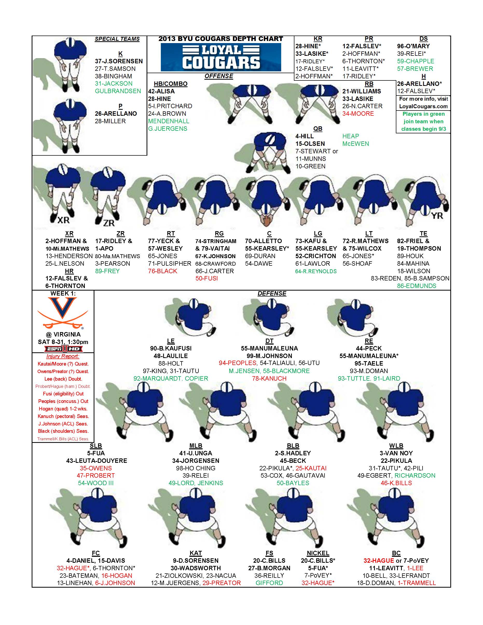 Bills Depth Chart 2013